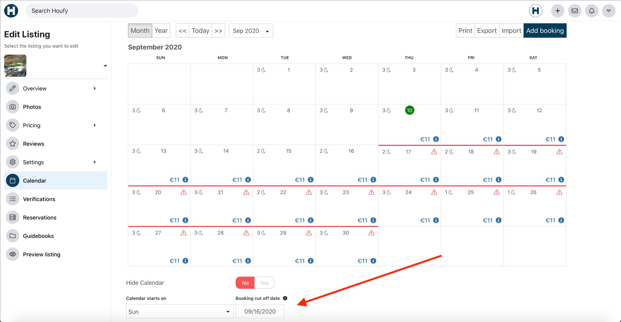 Where do I edit or change my booking cut-off date?