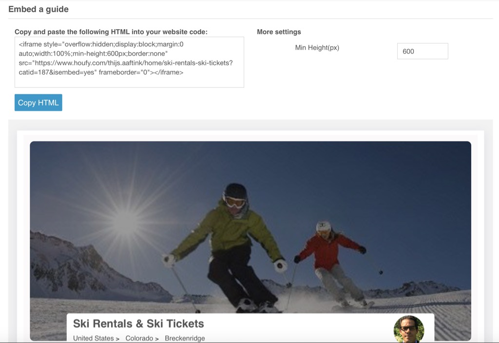 How to embed my Houfy guidebook on my own website: