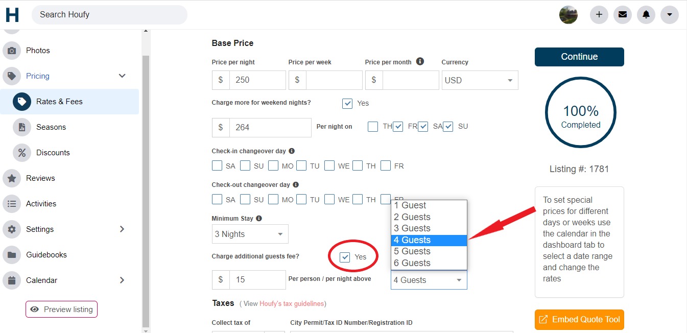 How to Add Additional/Extra Guest Fees