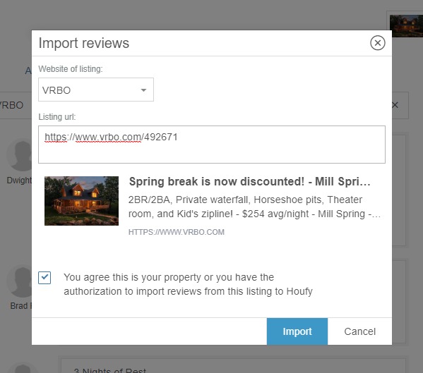 How do I connect my reviews from Airbnb or Vrbo?
