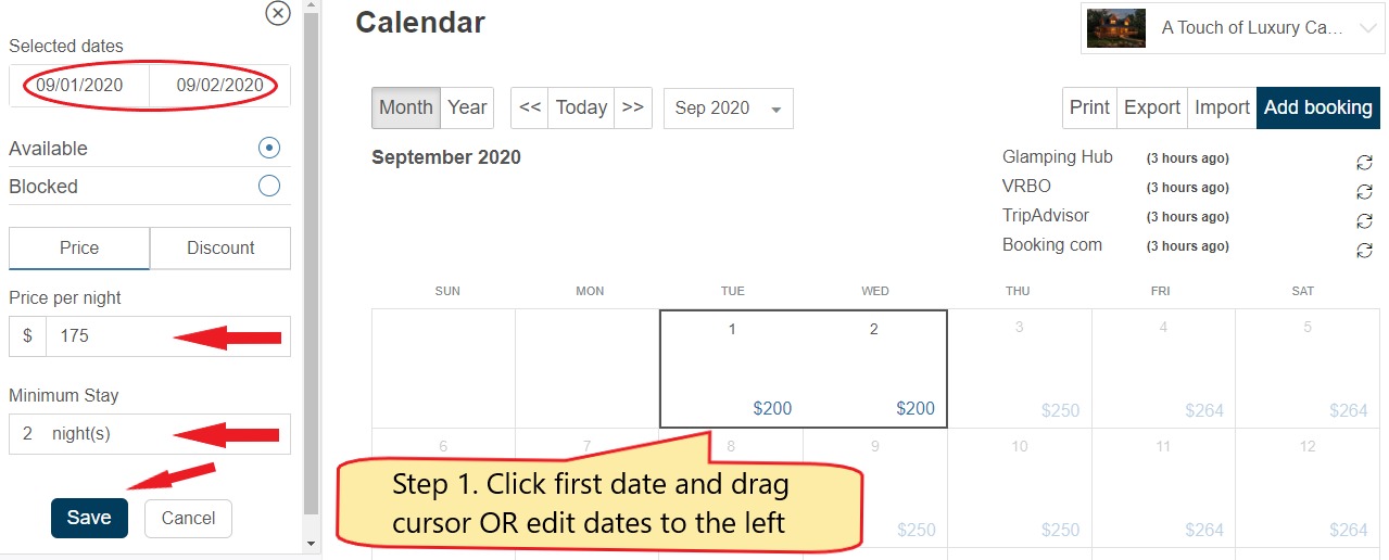 How to create or share a special calendar rate/offer