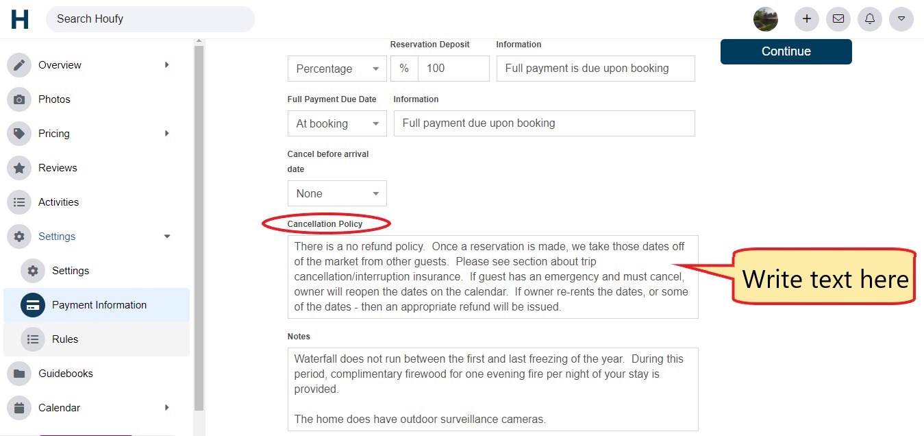 How to view and update cancellation policies