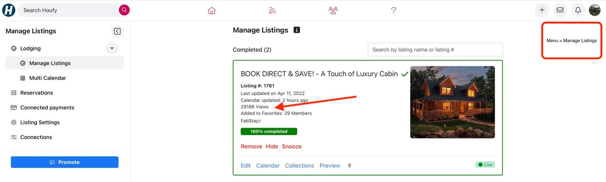 Two ways to see the number of listing views