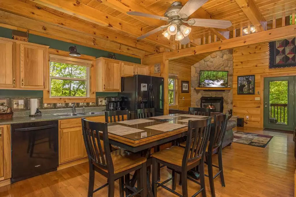 Fully equipped kitchen Fully equipped kitchen - Secluded Luxury 2 Bdrm Cabin w/Theatre Room & Pond - Sevierville
