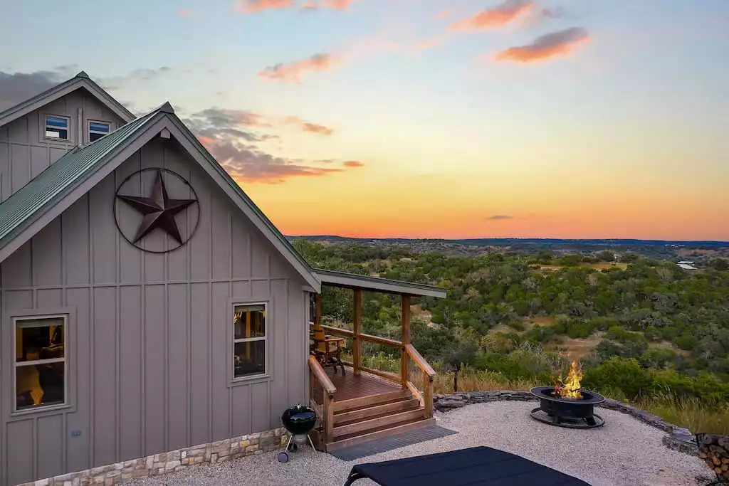 Endless view at the fire pit; we provide blanket throws for colder weather around the pit.