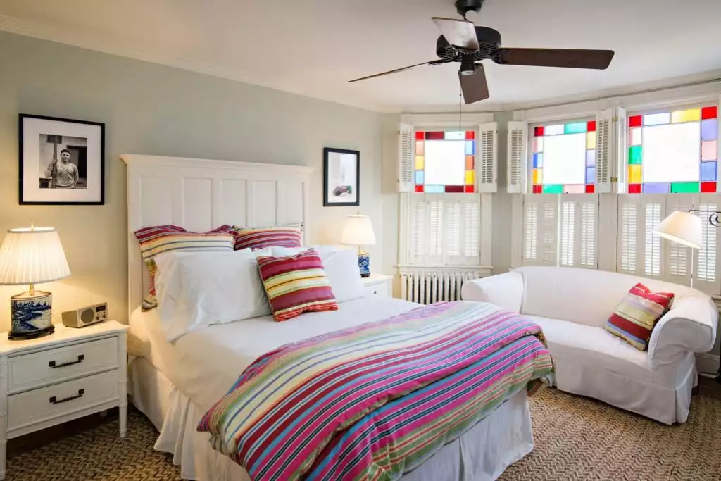 Chadwick Cottage Vacation Rental Home. Bedroom with Queen Anne Stained Glass windows. Vacation Rentals Asbury Park. Vacation Rentals Ocean Grove. Chadwick Cottage Vacation Rental Home. Bedroom with Queen Anne Stained Glass windows. Vacation Rentals Asbury Park. Vacation Rentals Ocean Grove. - Chadwick Cottage Vacation Rental Home - Ocean Grove