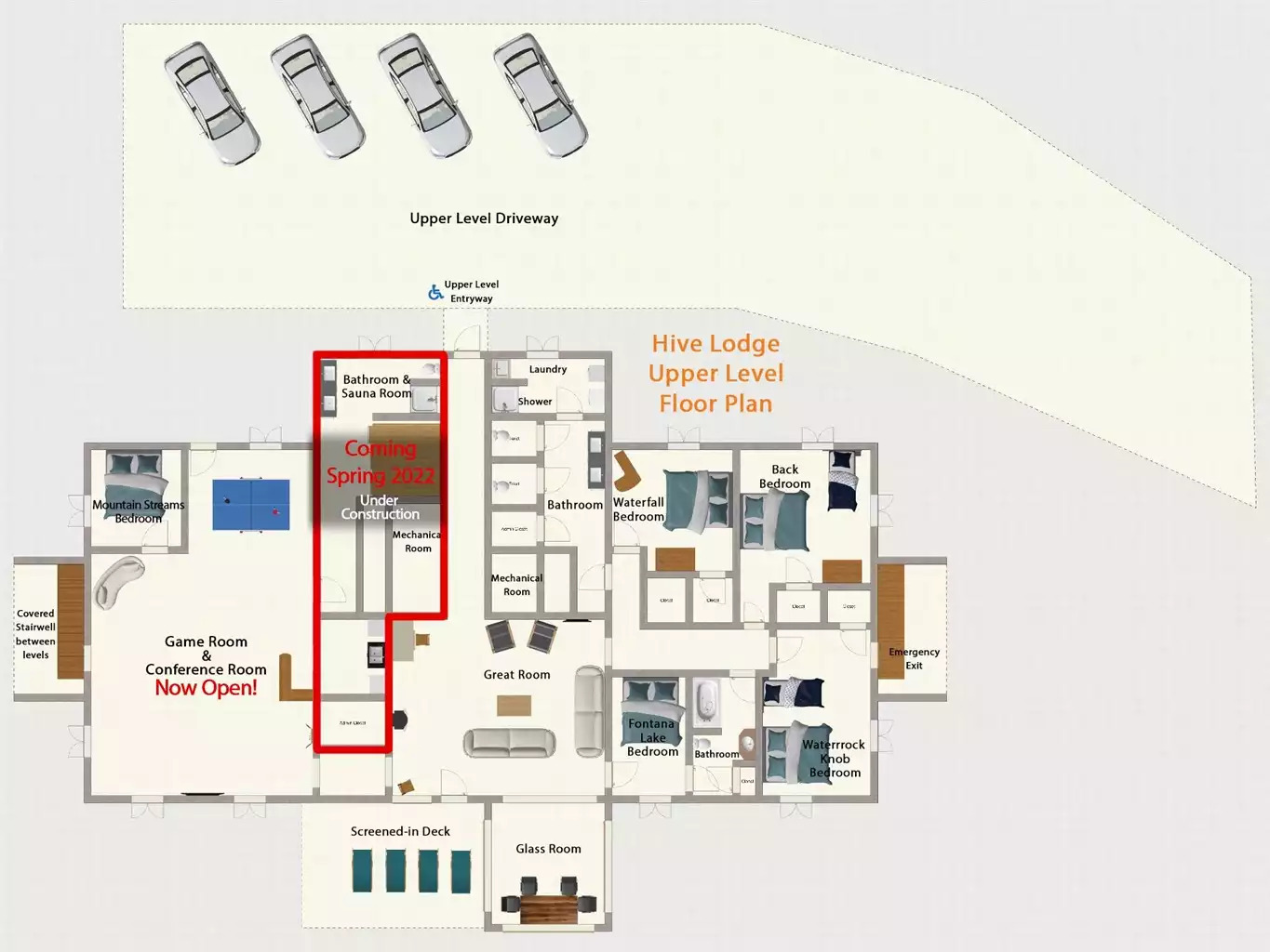 Upper Level Floor Plan Upper Level Floor Plan - The Hive Lodge - Whittier