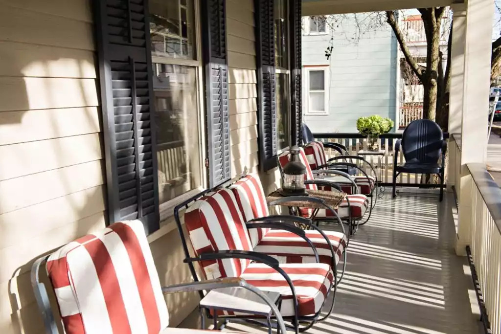 Chadwick Cottage Vacation Rental Home. Front porch with vintage Wolfgang Hoffmann Springer Chairs from Howell. Vacation Rentals Asbury Park. Vacation Rentals Ocean Grove. Chadwick Cottage Vacation Rental Home. Front porch with vintage Wolfgang Hoffmann Springer Chairs from Howell. Vacation Rentals Asbury Park. Vacation Rentals Ocean Grove. - Chadwick Cottage Vacation Rental Home - Ocean Grove