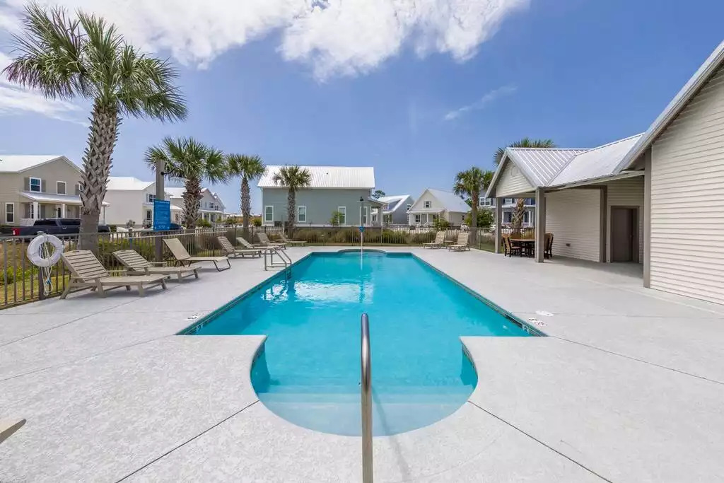 The Park's Edge private community pool is a beautiful pool just in front of the "Shipwrecked" home. Guests will love the fenced in pool with private access for only residents and guests. There is also ample seating around the pool and restrooms. The Park's Edge private community pool is a beautiful pool just in front of the "Shipwrecked" home. Guests will love the fenced in pool with private access for only residents and guests. There is also ample seating around the pool and restrooms. - Shipwrecked Beach House Orange Beach, Alabama - Orange Beach