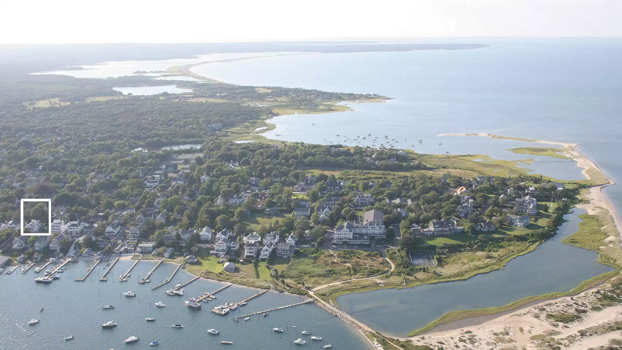 Aerial View of the house and Edgartown Harbor looking West Aerial View of the house and Edgartown Harbor looking West - Captain Morse House - Edgartown