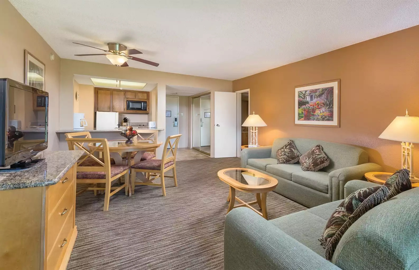 Living Area & Kitchen Living Area & Kitchen - Plaza Resort and Spa 1bdr - Palm Springs