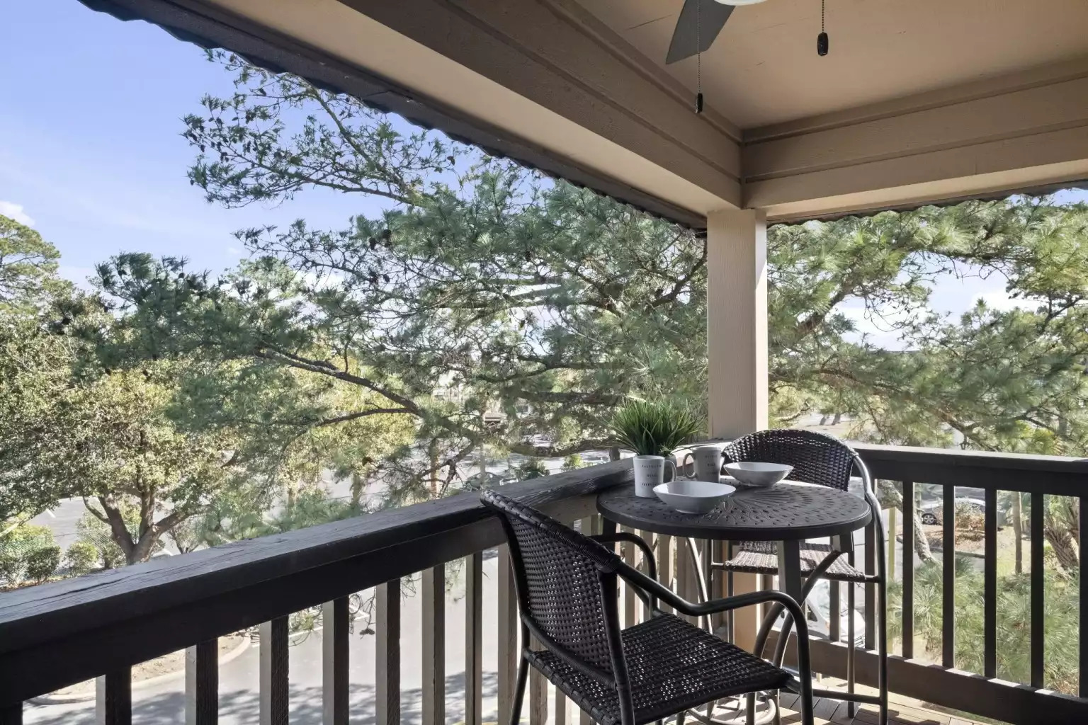 The third floor balcony provides a beautiful view of the resort and, in the winter, a peek-a-boo view of the ocean. “Waking up and hearing the ocean from the balcony i bliss.” The third floor balcony provides a beautiful view of the resort and, in the winter, a peek-a-boo view of the ocean. “Waking up and hearing the ocean from the balcony i bliss.” - HHI TIDE 21, Family Vacation Rental, HHB&T Resort - Hilton Head Island