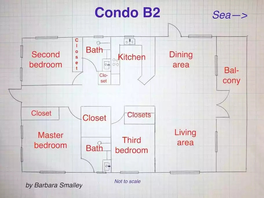 Condo floor plan (not to scale!) Condo floor plan (not to scale!) - B2, Sunset Beach Resort, San Pedro - San Pedro