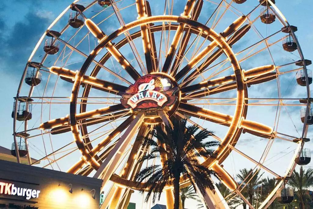 Enjoy the shopping, dining and entertainment at The Wharf in Orange Beach. This outdoor style complex has shopping for the whole family, appetizing bars and restaurants, a movie theater, jumbo Ferris wheel, concerts, events and more! Enjoy the shopping, dining and entertainment at The Wharf in Orange Beach. This outdoor style complex has shopping for the whole family, appetizing bars and restaurants, a movie theater, jumbo Ferris wheel, concerts, events and more! - Shipwrecked Beach House Orange Beach, Alabama - Orange Beach