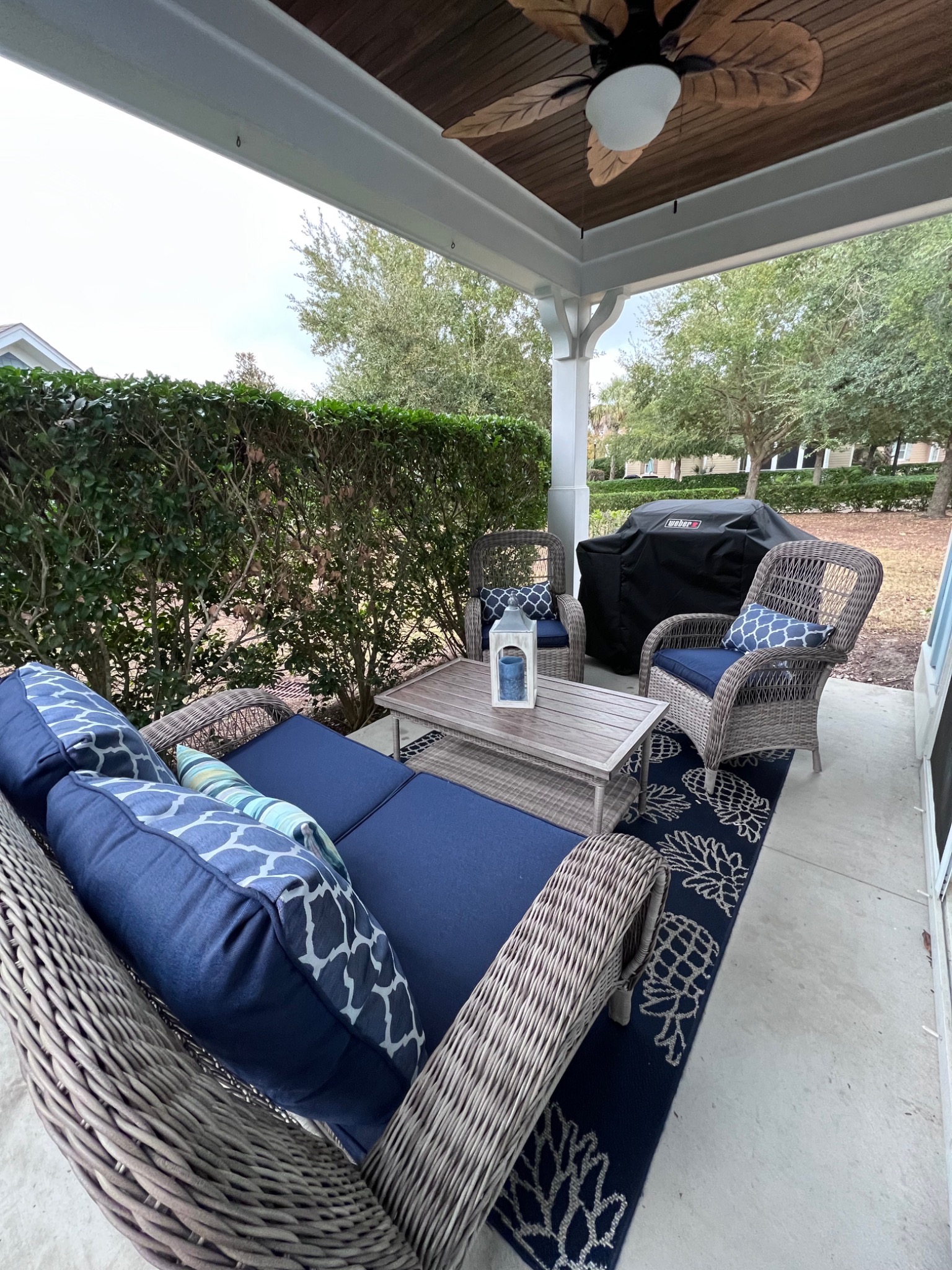 Comfy patio seating and a grill for cooking out Comfy patio seating and a grill for cooking out - Cabana Azul - North Myrtle Beach