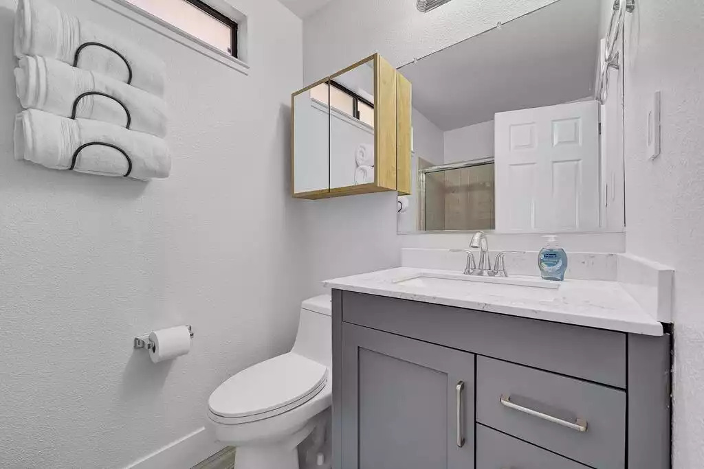 Upgraded attached bath with Primary (master) Bedroom with new fixture, toilet and shower/tub combo. Upgraded attached bath with Primary (master) Bedroom with new fixture, toilet and shower/tub combo. - NEW Unobstructed Lake/Mountain View home, movie rm - Kelseyville