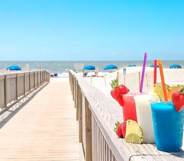 One of the resort's 3 private boardwalks to the beach! Grab a tasty drink from Jamaica Joez and take it to the beach or pool. One of the resort's 3 private boardwalks to the beach! Grab a tasty drink from Jamaica Joez and take it to the beach or pool. - HHI TIDE 21, Family Vacation Rental, HHB&T Resort - Hilton Head Island