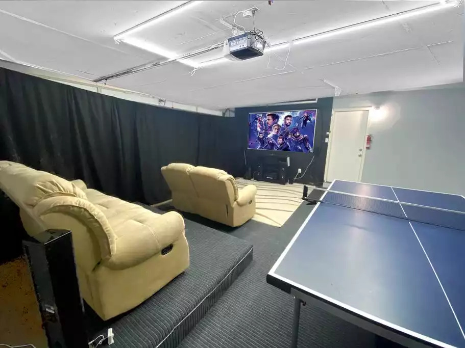 Garage converted to Movie room with projector, 100" screen, reclining sofa Garage converted to Movie room with projector, 100" screen, reclining sofa - NEW Unobstructed Lake/Mountain View home, movie rm - Kelseyville