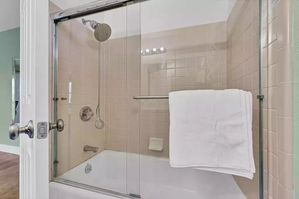 Primary (master) bath shower/tub Primary (master) bath shower/tub - NEW Unobstructed Lake/Mountain View home, movie rm - Kelseyville