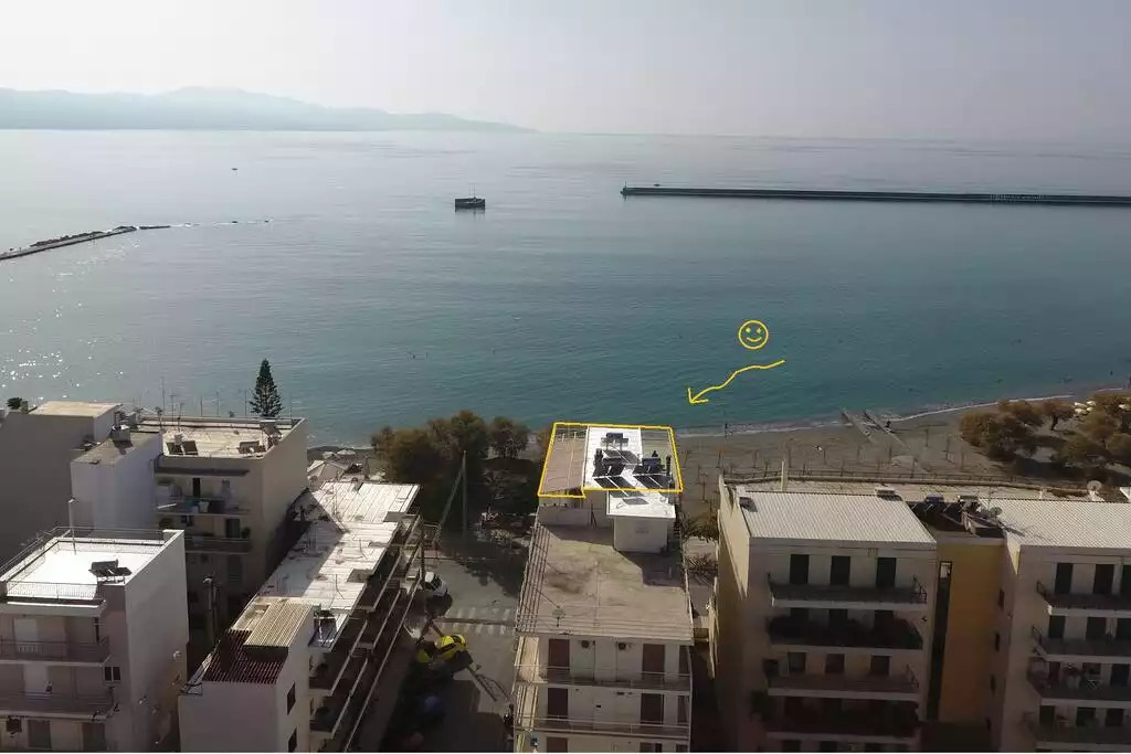Seafront Penthouse LEO: Birds eye view from the North Seafront Penthouse LEO: Birds eye view from the North - Seafront Penthouse / LEO - Kalamata
