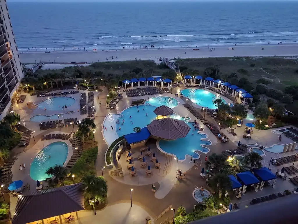 Evening view of pools & beach. ? NBP Evening view of pools & beach. ? NBP - Cabana Azul - North Myrtle Beach