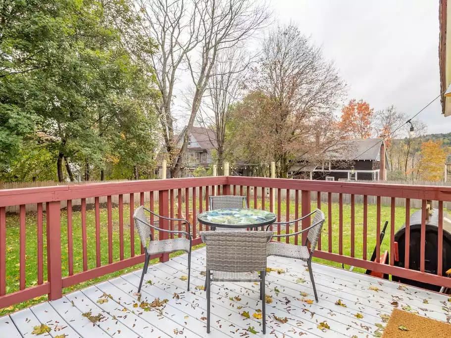 Deck with table, chairs and grill including a large backyard for your convenience Deck with table, chairs and grill including a large backyard for your convenience - A & R Hacienda - In the Heart of Callicoon, NY - Callicoon