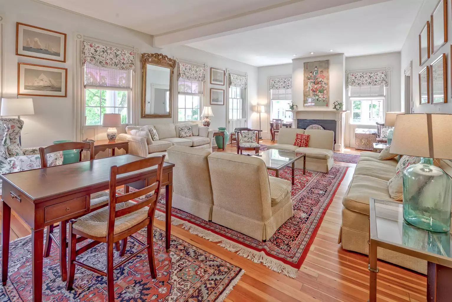Front Living Room looking South - couches replaced 2022 Front Living Room looking South - couches replaced 2022 - Captain Morse House - Edgartown