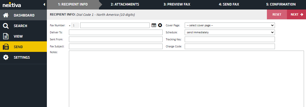 Fax Main Page