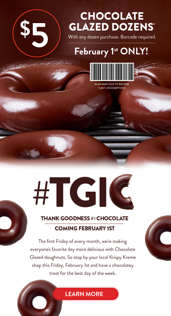 $5 chocolate glazed dozens wyb dozen
