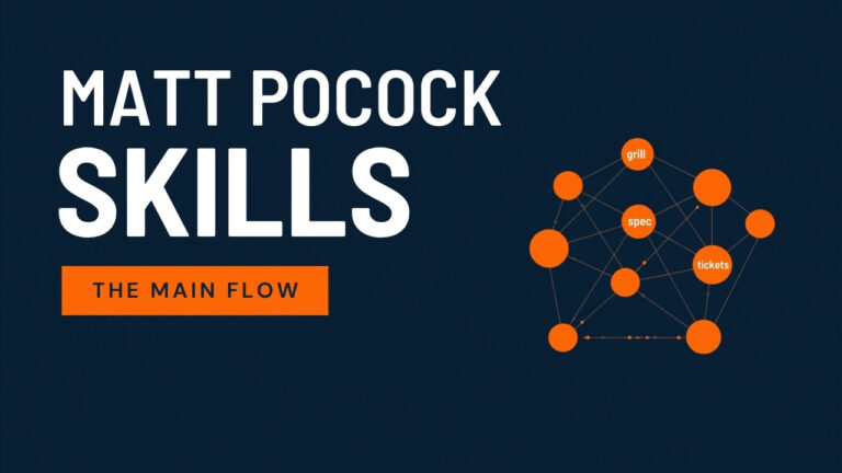 Matt Pocock skills main flow thumbnail with terminal window and workflow pipeline on a dark navy background