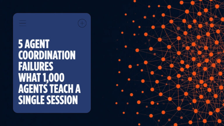 Dark navy graphic with orange accents reading 5 Agent Coordination Failures