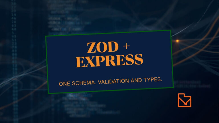 Dark navy graphic reading ZOD + EXPRESS with the subtitle one schema, validation and types