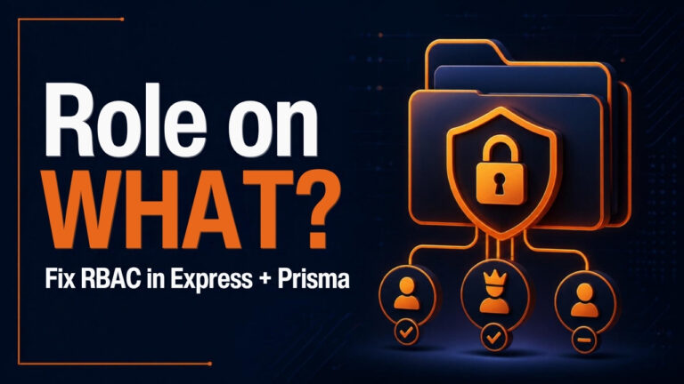 Role on what? Fix RBAC in Express and Prisma, with a padlock shield over a project folder and three user roles