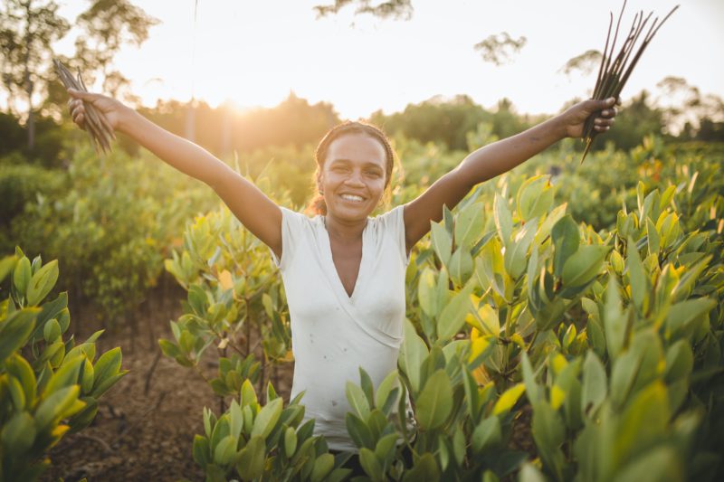 Woman smiling in sunshine