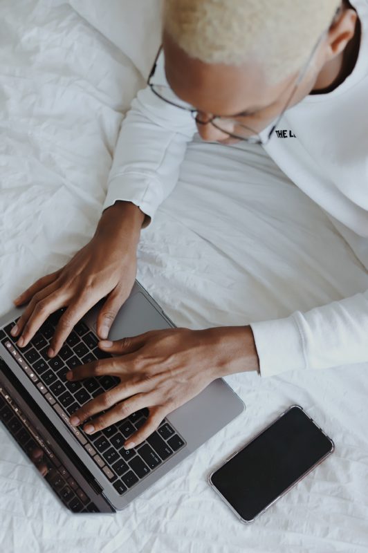 Person working on a laptop
