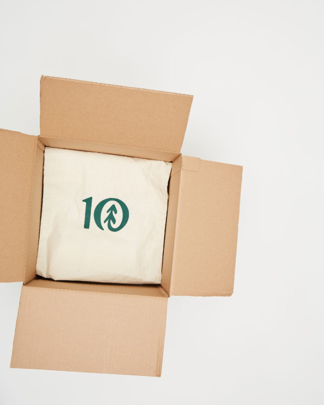 box with tentree logo inside