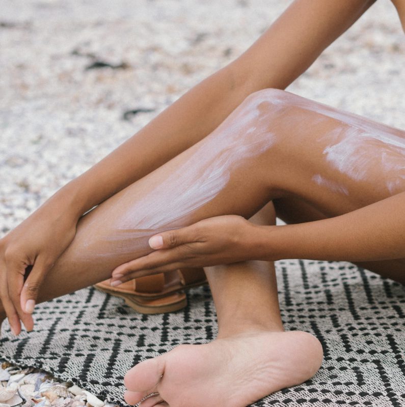 applying sunscreen