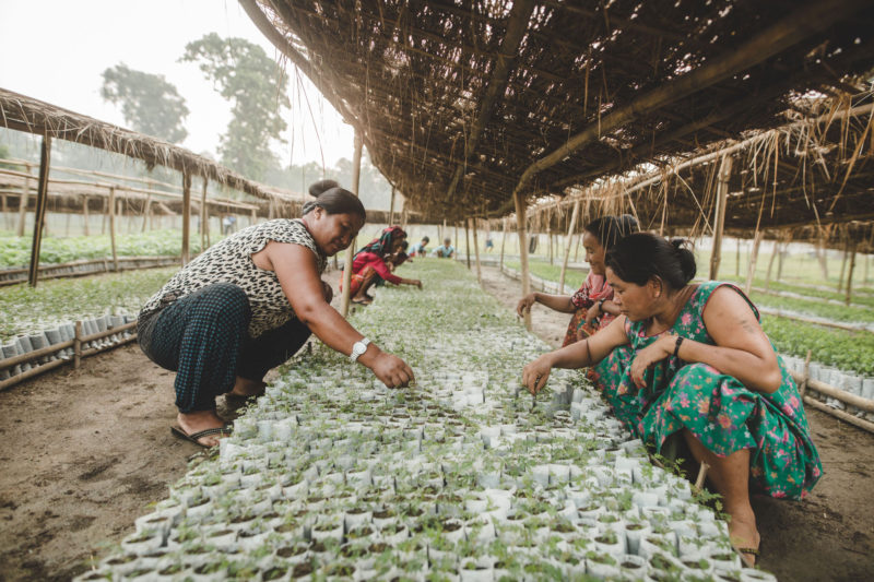 women in nursery