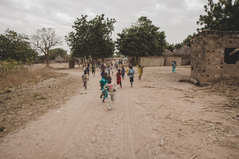 kids running in village