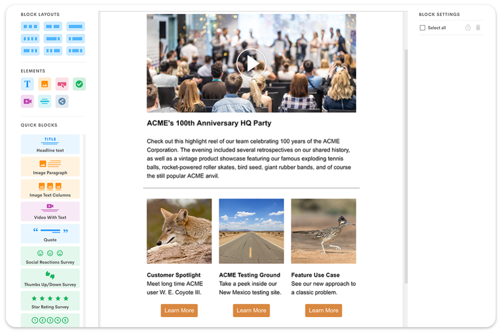 Employee email newsletter with bundled news and content