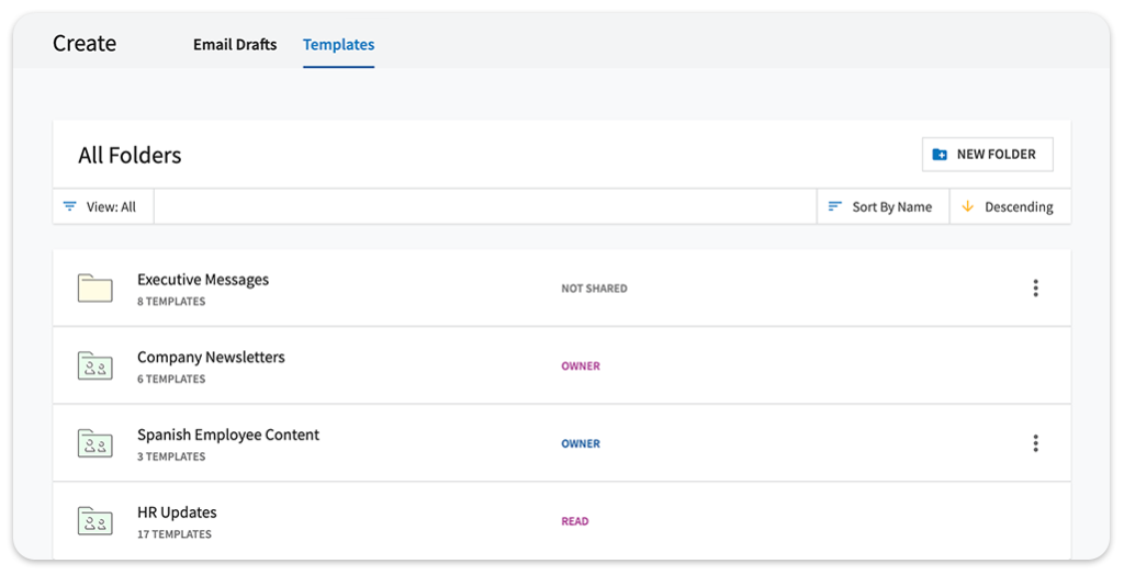 Share employee email templates across your communications teams