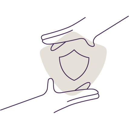 Hands and shield represent enterprise security and reliablity