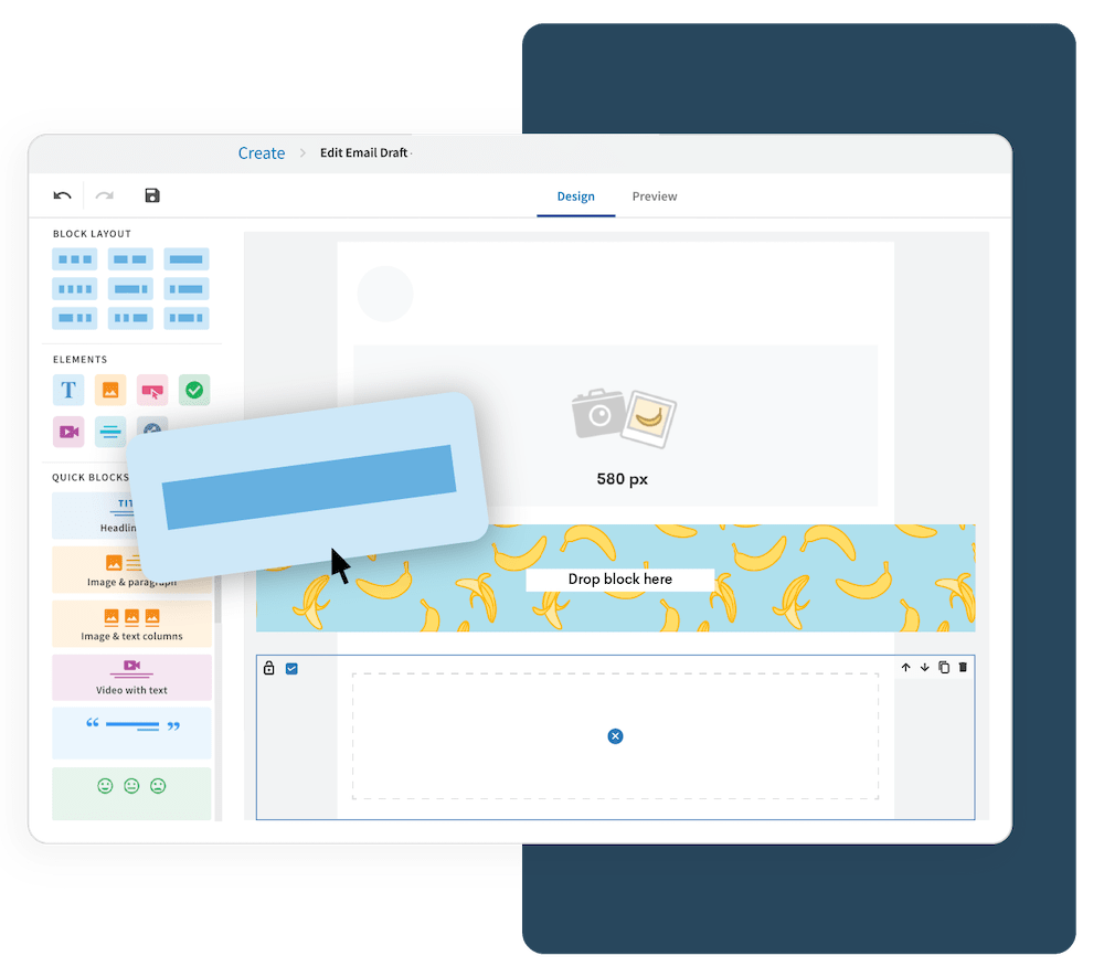 Bananatag Email Designer: Image about drag-and-drop feature