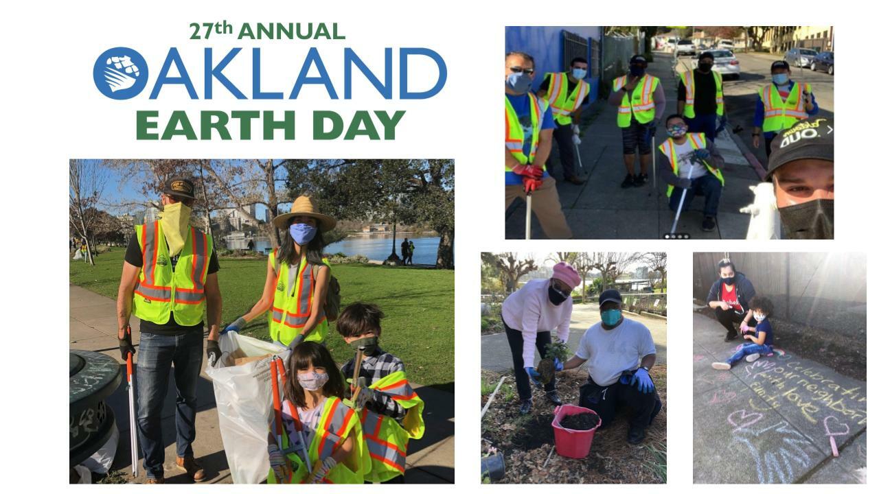 Collage of four photos of volunteers in action