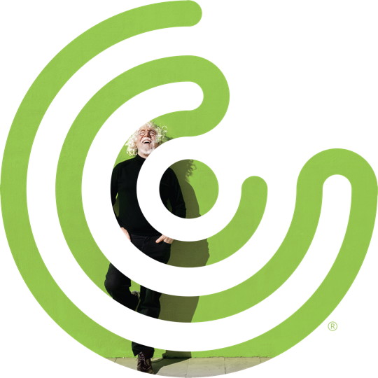 Captioncall Spiral Mark man laughing