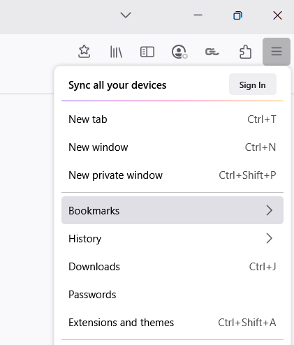 Export Firefox bookmarks