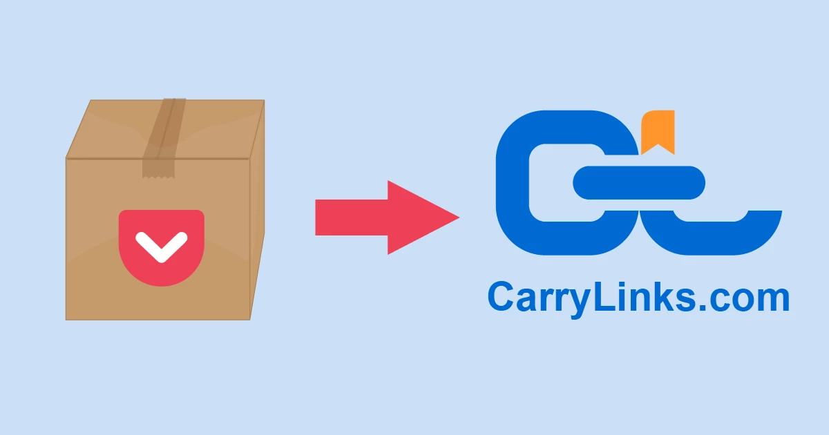 Pocket logo on a box next to it an arrow pointing to CarryLinks logo