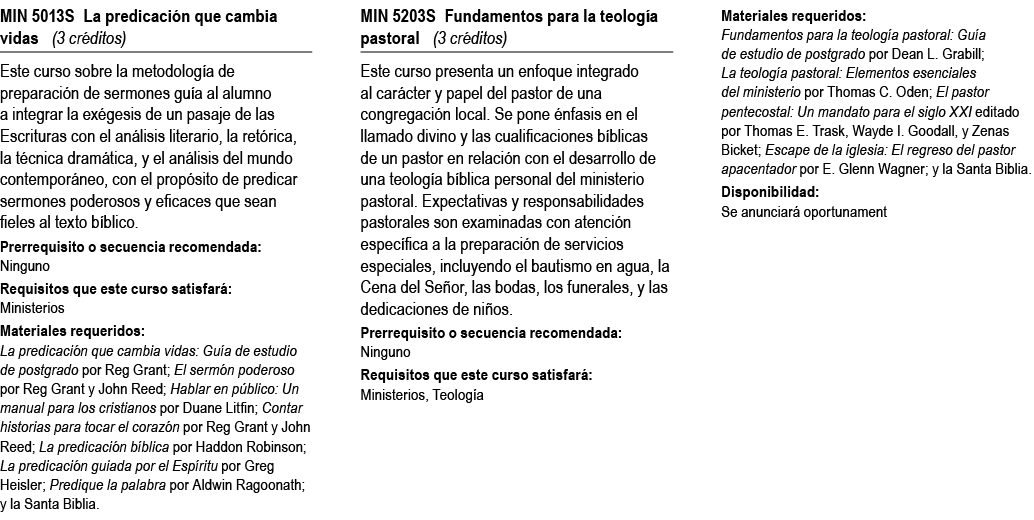 MIN 5013S La predicaci n que cambia vidas (3 cr ditos) Este curso sobre la metodolog a de preparaci n de sermones gu ...