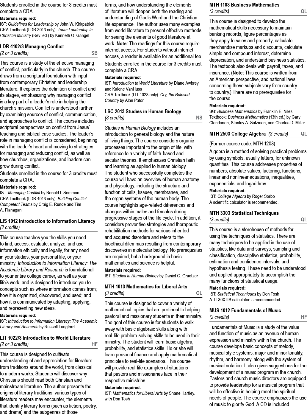 Students enrolled in the course for 3 credits must complete a CRA. Materials required: IST: Guidelines for Leadership...