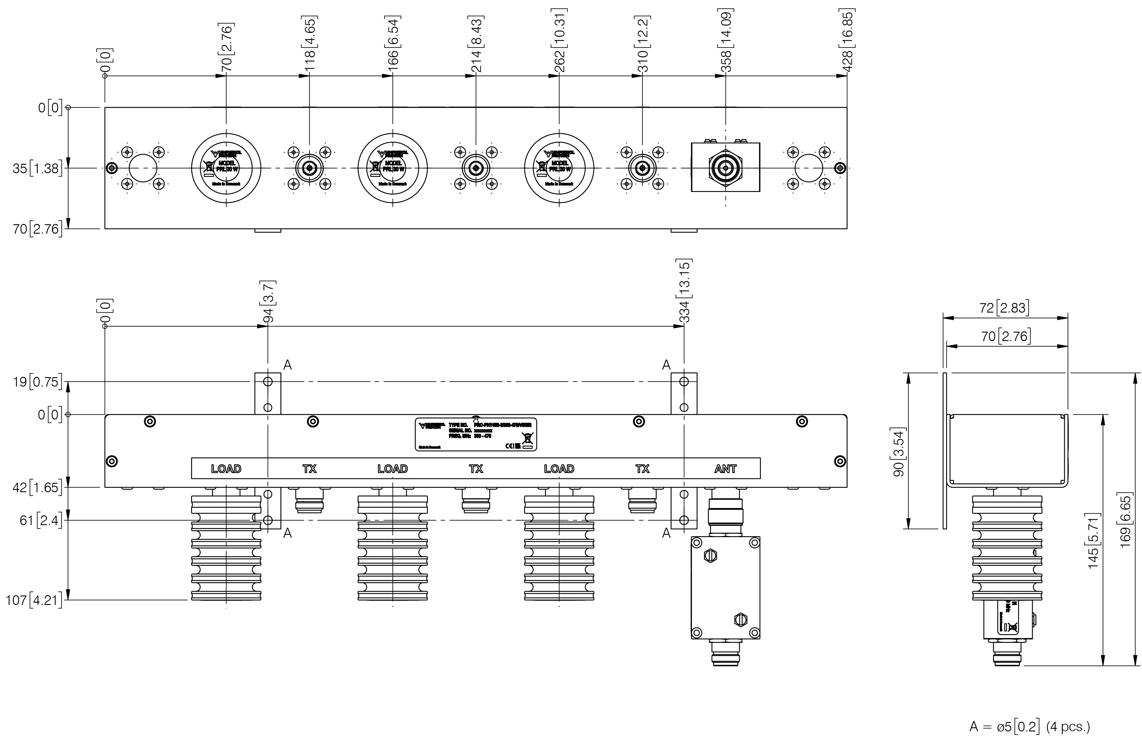 PRO PHY450 3 380 470 VSWR Mounting details